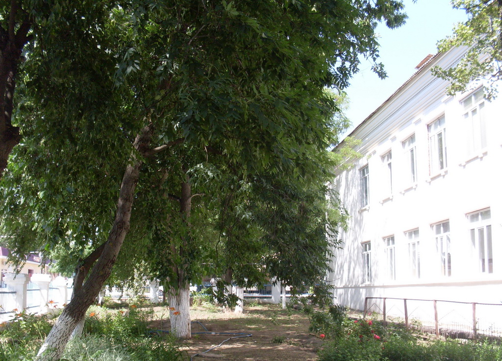 Здание СОШ №1, где с 1942 по 1944 гг. находился э/госпиталь